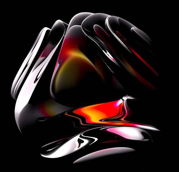 istock 3d render abstract art with surreal glass sphere or ball in deformation transformation process with purple red orange color lines inside on isolated black background 2152757306