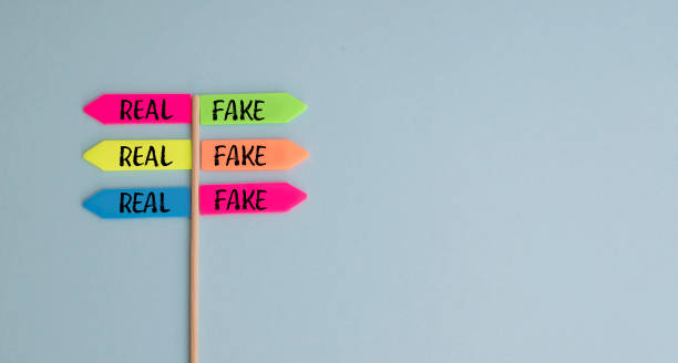 Fake or Real Concept with colorful arrows
