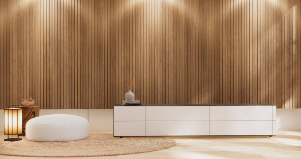 istock Cabinet wooden design on white room interior modern style.3D rendering 2152774164