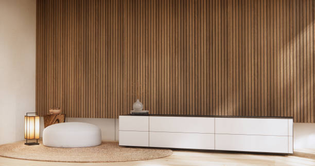 istock Cabinet wooden design on white room interior modern style.3D rendering 2152774196