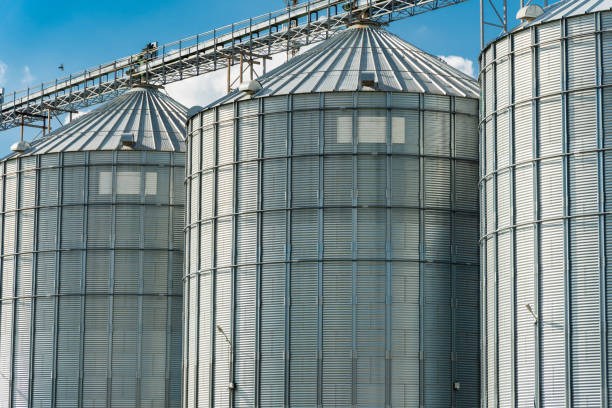 istock Grain storage. Agricultural silos for storage harvest. Agribusiness 2152774676