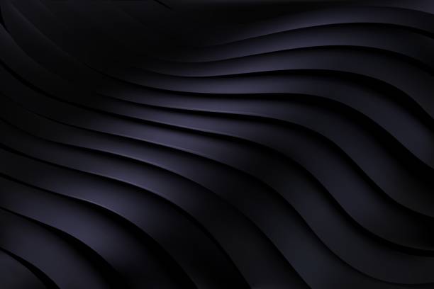 Black background. 3D abstract architecture wallpaper. Geometry cover. Wavy texture. Ripple surface concept. Plastic elements. Curve lines flow. Minimal backdrop. Vector banner design Black background. 3D abstract architecture wallpaper. Geometry cover. Wavy texture. Ripple surface concept. Plastic elements. Curve lines flow. Minimal backdrop. Dark shadows. Vector banner design dark stock illustrations