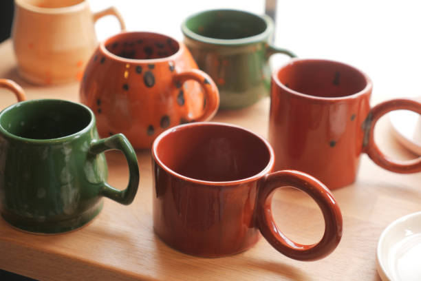 istock top view of Turkish traditional design ceramic coffee mugs in Old Bazaar 2152777939