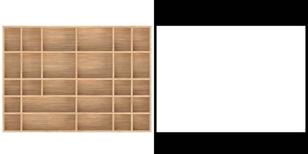 3D rendering illustration of a wall mounted wooden showcase