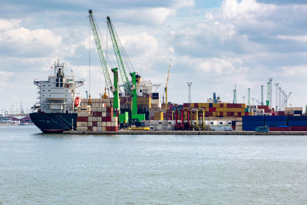 Container ship MS Esperance at the container terminal in the port of Rotterdam, The Netherlands.