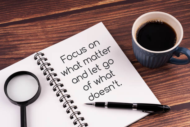 istock Notepad with inspirational quotes about focus in life 2152785863