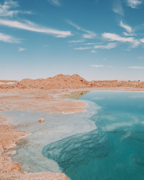 istock Serene salt lake under wispy clouds in Siwa Oasis, Egypt. 2152791196