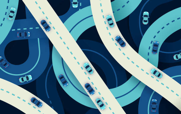 Road Driving Street Background Pattern City urban street roadway driving network background pattern design element representing traffic and road congestion. maze road street confusion stock illustrations