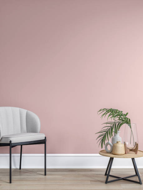 istock Cozy retro-chic interior with an art deco armchair and low coffee  table, high baseboard, 50s- 60s decoration 2152798700