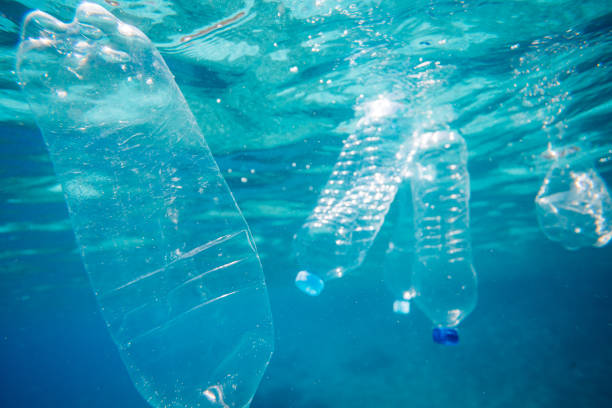 istock Plastic bottles floating in the water , enviromental issue 2152804908