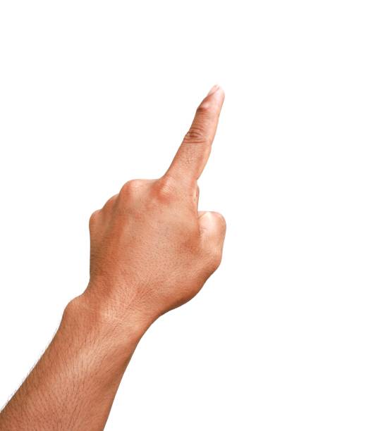 istock Men's hands making gestures like  I'm pointing at something.  or touch the phone screen  Isolated on white background. 2152815846