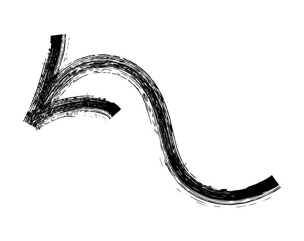 istock Hand drawn simple arrow drawn with wax crayon, chalk or charcoal. Uneven dry texture for underlining highlighting. Pencil drawn lines, strikethrough, grungy vector isolated on white 2152820541