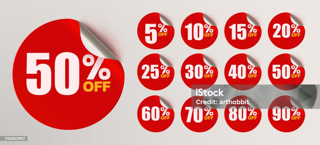 Sales Sticker Simple Sale Stickers Collection Isolated Graphic Element Stock Illustration ...