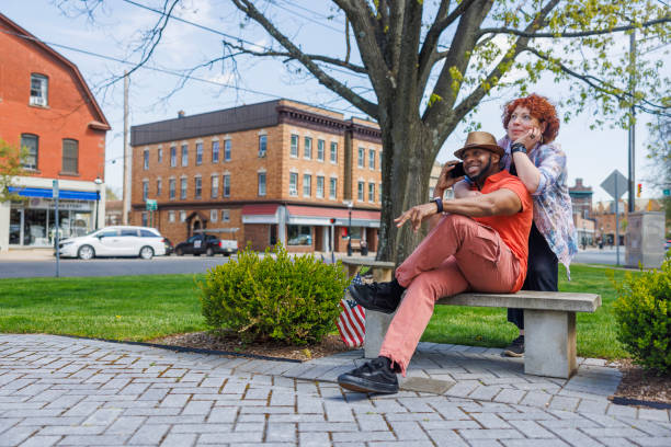 A Young couple having fun on a street