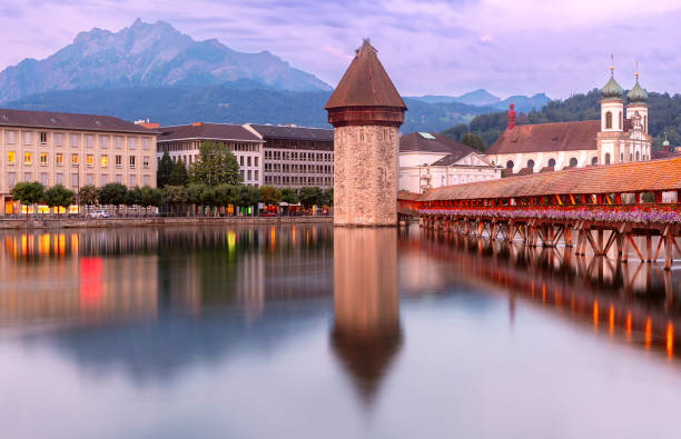 istock Chapel Bridge at Twilight, Lucerne, Switzerland 2152826909