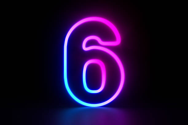 istock Neon number six on dark background. 3D illustration 2152831840