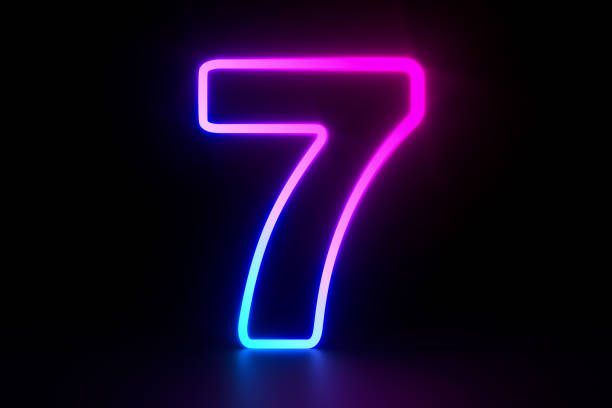 Glowing glass tube font Number 7 SEVEN 3D render illustration isolated on black background