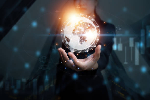 istock Business woman holding global network connection on social networking and customer data analytics 2152831989