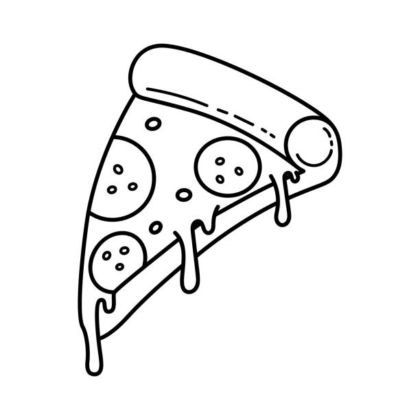 Pizza slice. Cartoon pizza illustration. Pizza with Melted cheese Cartoon Icon. Design element for emblem, poster, icon, menu. Vector illustration Pizza slice. Cartoon pizza illustration. Pizza with Melted cheese Cartoon Icon. Design element for emblem, poster, icon, menu. Vector illustration pepperoni pizza drawing stock illustrations
