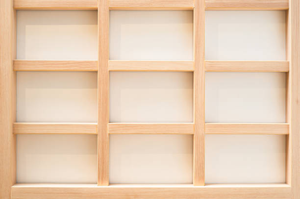 Light wooden shelves with white background