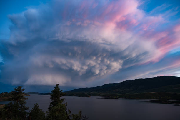 Mammatus display fades into the darkness as a storm passes through the area.