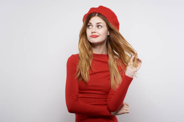 istock pretty woman hand gesture fun Red lips luxury isolated background 2152842410