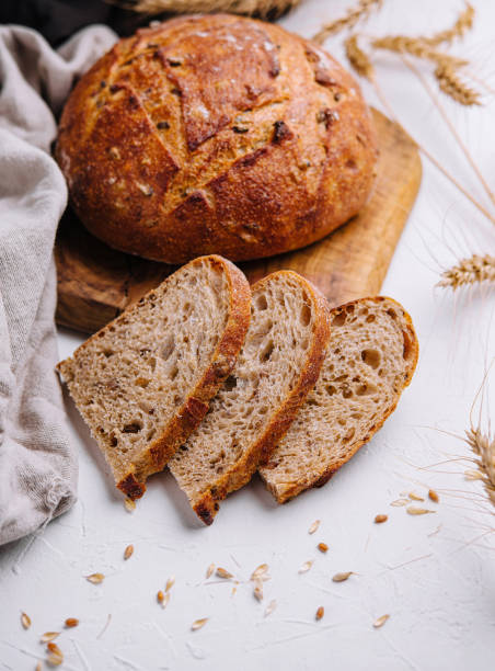 istock Artisan sourdough bread on wooden board 2152844587