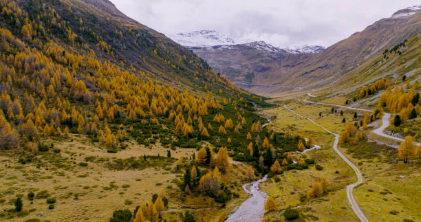 istock Aerial view of river flowing in valley 2152845470