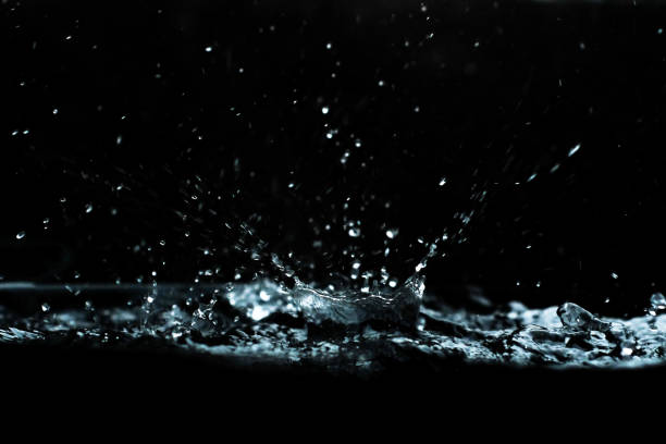 Texture of rain and fog on a black background overlay effect, Abstract splashes of rain water