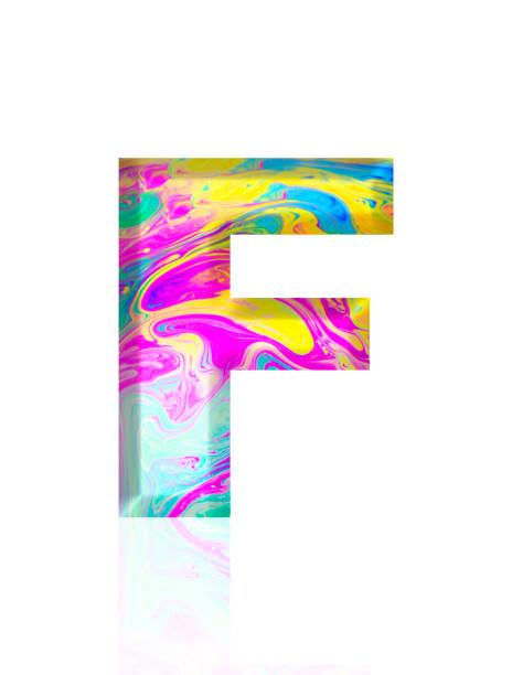 istock Isolated shot of three-dimensional multi colored alphabet letter F on white background 2152846183
