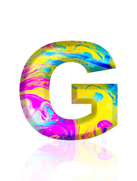 Isolated shot of three-dimensional multi colored alphabet letter G on white background