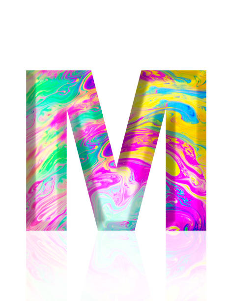 istock Isolated shot of three-dimensional multi colored alphabet letter M on white background 2152846194