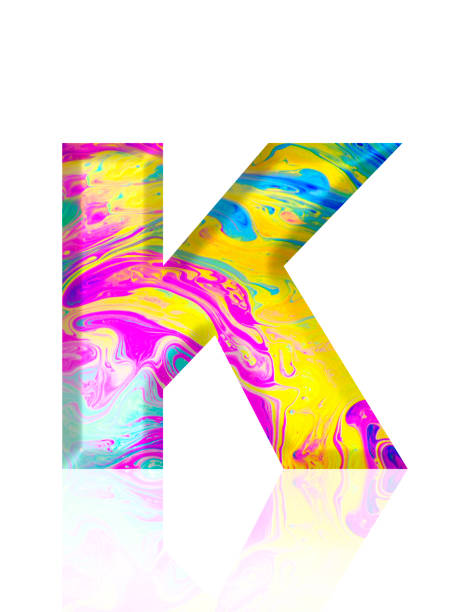 istock Isolated shot of three-dimensional multi colored alphabet letter K on white background 2152846198