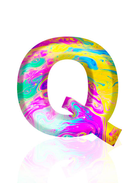 istock Isolated shot of three-dimensional multi colored alphabet letter Q on white background 2152846202