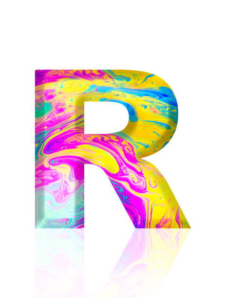 istock Isolated shot of three-dimensional multi colored alphabet letter R on white background 2152846204