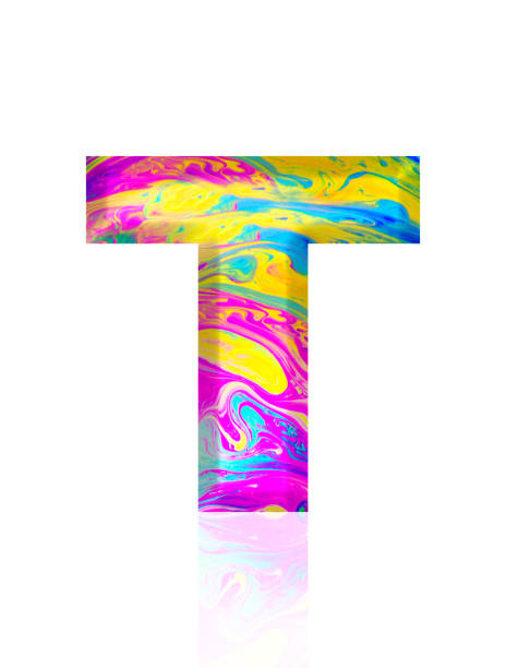 istock Isolated shot of three-dimensional multi colored alphabet letter T on white background 2152846208