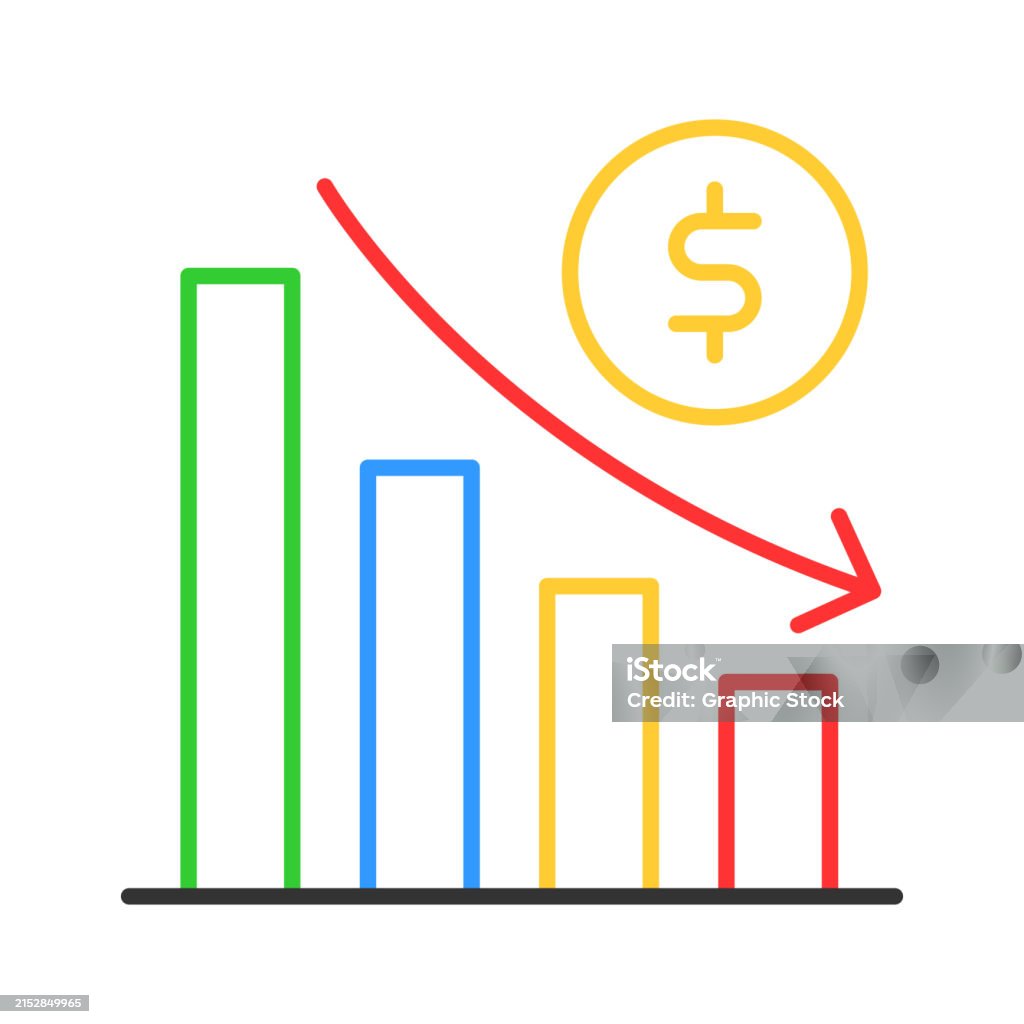 Down Chart Financial Loss Decrease Chart Vector Design Stock ...