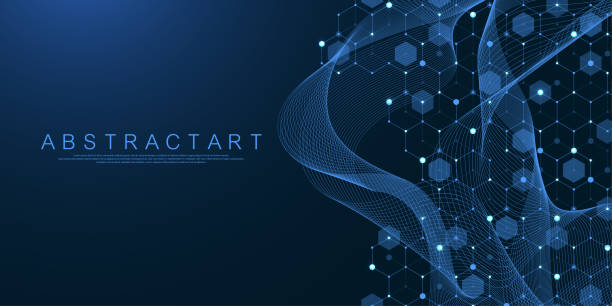 istock Modern scientific abstract background with hexagon shapes, lines and dots. Innovation concept design with hexagons and wave flow. Molecular structure idea. Geometric pattern. Vector illustration 2152851942