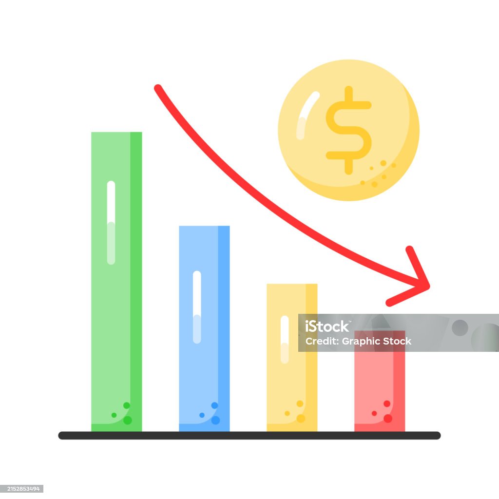 Down Chart Financial Loss Decrease Chart Vector Design - イラストレーションのベクター ...