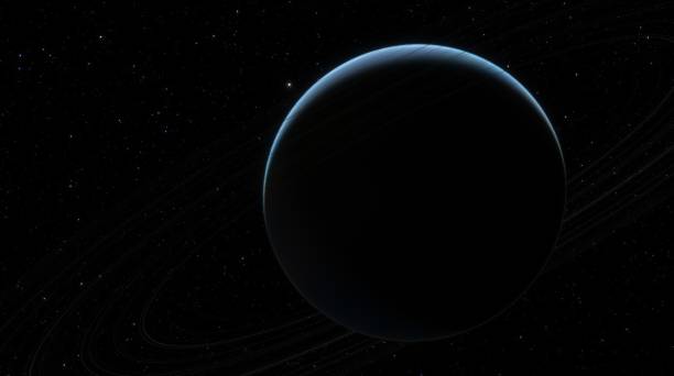 Celestial body shrouded in darkness with bright atmospheric rim, backdropped by vast, star filled expanse of space and ring patterns. Rings curve elegantly around planet, cosmic landscape. 3d render cuerpo celeste envuelto en oscuridad con un borde atmosférico brillante, con el telón de fondo de una vasta extensión de espacio y patrones de anillos llenos de estrellas. los anillos se curvan elegantemente alrededor del planeta, el paisaje cósmico. r
