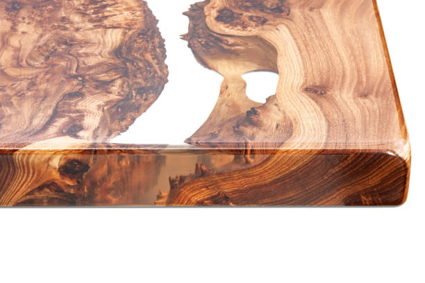 istock Live edge elm burl slab table top with central epoxy resin river 2152873017