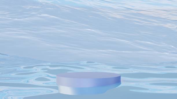 istock 3D Rendered Simple Blue Podium in Calm Waters. 2152874544