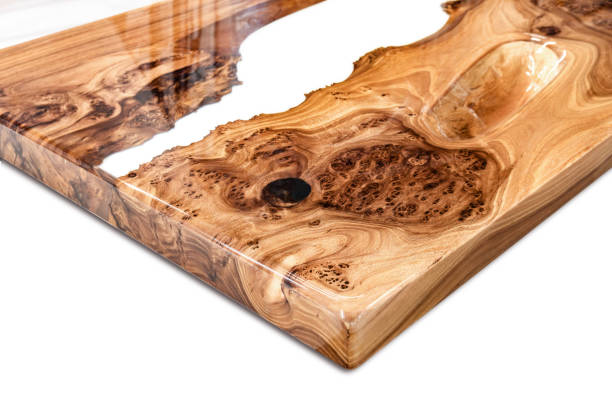 istock Live edge elm burl slab table top with central epoxy resin river 2152874801