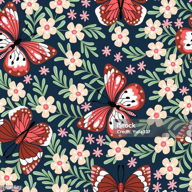 Butterfly Intimidate Pattern Seamless Pattern With Butterflies Stock Illustration - Download Image ...