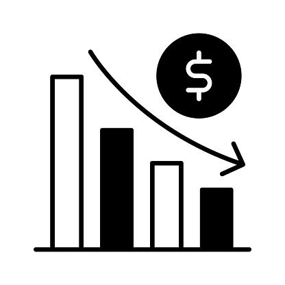 Down Chart Financial Loss Decrease Chart Vector Design Stock ...