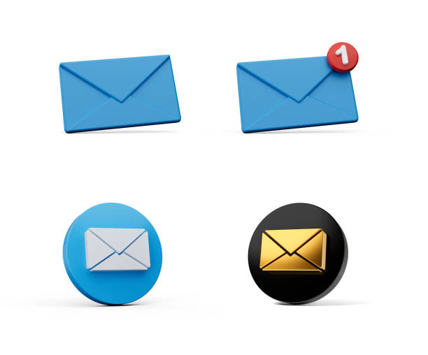 3d Render Blue Speech Bubble For Email sign, Object + Shadow Path