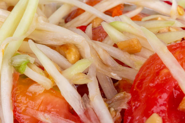papaya salad closeup zoom texture background.