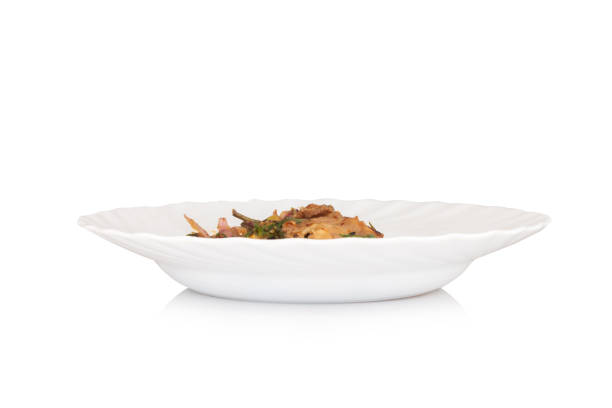 spicy salad namtok isolated on white background.