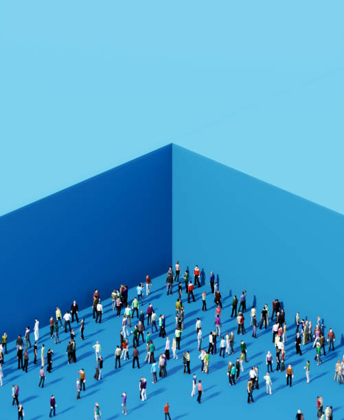 istock Crowd Of People Standing In A Pit On Blue 2152882795
