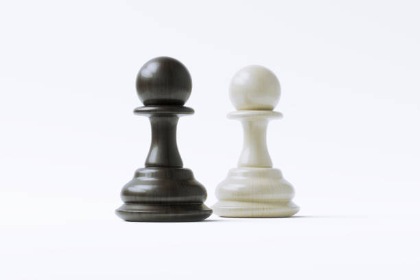Black chess pawn stepping out from white pawn. Taking risk concept.
